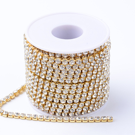 Brass Rhinestone Strass Chains CHC-T001-SS12-01C-1