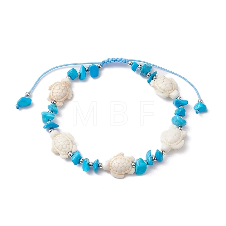 Synthetic Turquoise Beads with Natural Magnesite Anklet for Women AJEW-AN00576-02-1
