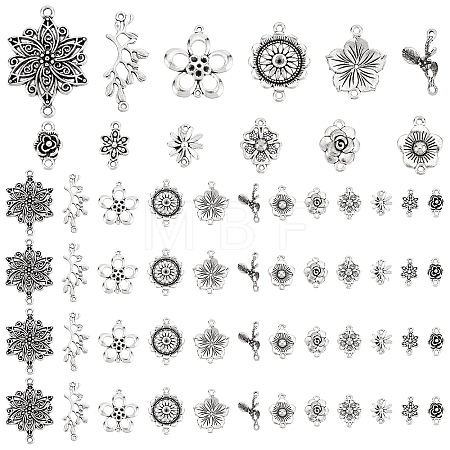 120Pcs 12 Styles Tibetan Style Zinc Alloy Connector Charms FIND-PH0005-74-1