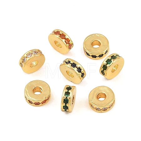 Brass Micro Pave Cubic Zirconia Beads KK-H533-01G-02-1