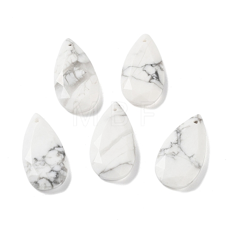Natural Howlite Faceted Pendants G-D082-01A-1