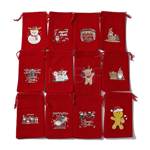 Christmas Theme Rectangle Velvet Bags TP-E005-01C-1