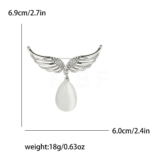 Alloy and Clear Rinestone Wings Brooch PW-WG6BAD7-02-1