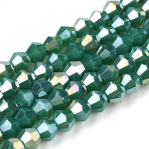 Opaque Solid Color Electroplate Glass Beads Strands EGLA-A039-P2mm-B07-1