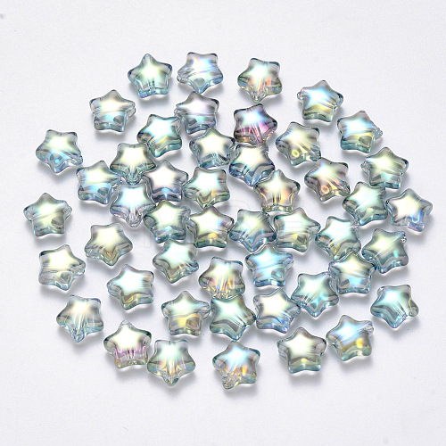 Transparent Spray Painted Glass Beads X-GLAA-R211-04-G01-1