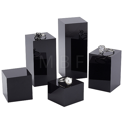 5Pcs 5 Styles Square Transparent Acrylic Jewelry Display Pedestals ODIS-FG0001-66-1