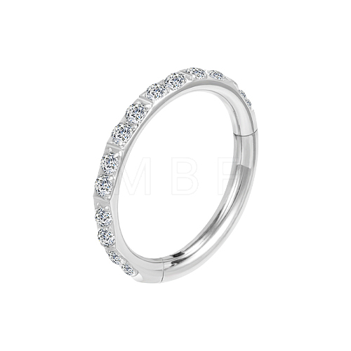 304 Stainless Steel Micro Pave Clear Cubic Zirconia Hoop Nose Rings AJEW-D306-06P-1