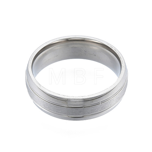 201 Stainless Steel Grooved Plain Band Ring for Women RJEW-N043-07-1