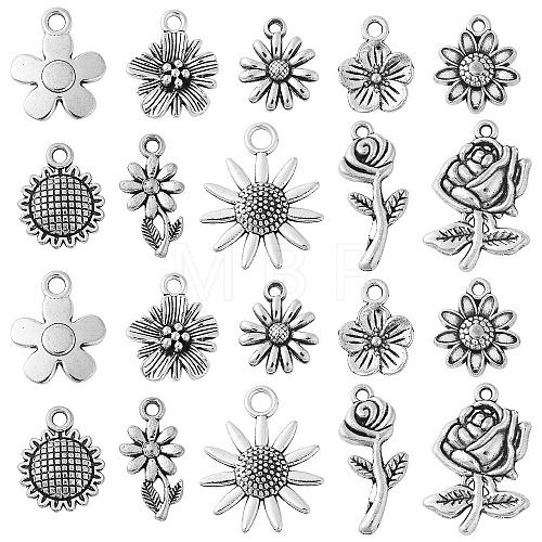 100Pcs 10 Styles Tibetan Style Alloy Pendants TIBEP-CJ0002-76-1