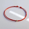 Brass Round Ball Polyester Cord Braided Bracelets QR8302-3-1