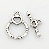 Tibetan Style Alloy Heart Toggle Clasps PALLOY-J471-18AS-1