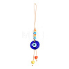 Flat Round with Evil Eye Glass Pendant Decorations EVIL-PW0002-04B-1