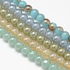 Electroplate Imitation Jade Glass Round Beads Strands EGLA-F037-8mm-M-1