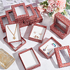 Heart Print Rectangle Paper Storage Gift Boxes with Clear Window CON-WH0095-36B-5