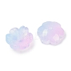 Transparent Spray Paint Glass Bead Caps GLAA-H035-04F-2