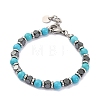 Synthetic Turquoise & Magnetic Synthetic Hematite Round Beaded Bracelet BJEW-P339-02P-10-1