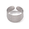 304 Stainless Steel Textured Open Cuff Rings for Women RJEW-G285-14P-2