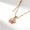 304 Stainless Steel Enamel & Plastic Pearl Pendant Necklaces WG418AA-02-1