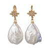 Teardrop Natural Keshi Pearl Dangle Earrings EJEW-JE06977-2