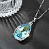 Clear AB Faceted Glass Teardrop Pendant 304 Stainless Steel Cable Chain Necklaces NJEW-JN06177-1