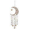 Iron & Brass & Crystal Glass Sun Catcher Pendants HJEW-K049-05-4