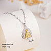 Two Tone Brass Micro Pave Clear Cubic Zirconia Religion Oval with Virgin Pendant Necklaces with 304 Stainless Steel Dapped Chains for Women WGEFA72-01-1