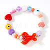 Resin & Porcelain & Glass & Brass Beads Stretch Bracelets for Women NI2487-1-1