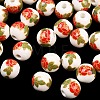 Floral Printed Porcelain Beads PORC-Q199-10mm-15-1