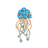 Jellyfish Alloy Indicolite Rhinestone Sea Animal Brooch PW-WGB977D-01-1