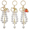 Acrylic & ABS Plastic Pearl Bead Keychains KEYC-YW00299-02-2