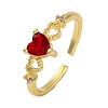 Rack Plating Brass Micro Pave Cubic Zirconia Open Cuff Finger Rings for Women RJEW-M028-90G-4