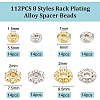 112Pcs 8 Styles Rack Plating Alloy Spacer Beads KK-BC0008-47-2