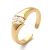 Brass Micro Pave Cubic Zirconia Solitaire Ring RJEW-P084-04G-1