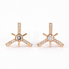 Brass Micro Pave Clear Cubic Zirconia Stud Earrings Findings KK-T062-119G-NF-1