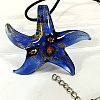 Starfish Millefiori Glass Pendant Waxed Cord Necklaces FS-WG7586D-06-1