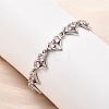 Heart Brass Micro Pave Cubic Zirconia Link Chain Bracelets BJEW-L715-01P-02-1