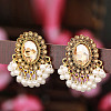 Oval Alloy & Rhinestone Chandelier Earrings FS-WG1A981-01-1