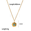 Synthetic Turquoise Flower Pendant 304 Stainless Steel Chain Necklaces for Women FS-WGE9101-08-1