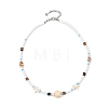 Boho Sea Turtle & Starfish Shell & Synthetic Turquoise Beaded Necklaces NJEW-JN06015-4