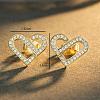 925 Sterling Silver Micro Pave Cubic Zirconia Heart Stud Earrings for Women JM8853-1-1