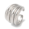 Rack Plating Brass Grooved Open Cuff Rings RJEW-S407-03P-1