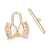 Brass Micro Pave Clear Cubic Zirconia Toggle Clasps KK-N254-162G-1