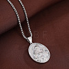 Religion Brass Oval with Embossed Saint Pendant Necklaces for Women WGCCA68-02-1