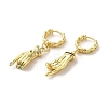 Palm with Horse Eye Real 18K Gold Plated Brass Dangle Hoop Earrings EJEW-Q797-21G-02-2