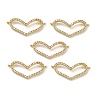 Brass Micro Pave Clear Cubic Zirconia Connector Charms KK-E068-VB370-3