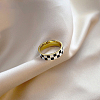 Black & White Checkerboard Stainless Steel Enamel Finger Rings FS-WG83B81-04-2