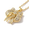 Brass Micro Pave Clear Cubic Zirconia Cable Chain Bowknot Pendant Necklaces for Women NJEW-C054-02B-G-2