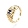 Cubic Zirconia Oval Chunky Open Cuff Ring for Women RJEW-N035-096A-3