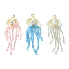 3Pcs 3 Colors Natural Clam Shell & Glass Pearl & Glass Seed Beaded Big Pendants PALLOY-MZ00298-1