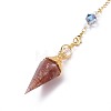 Resin Hexagonal Pointed Dowsing Pendulums(Brass Finding and Gemstone Inside) G-L521-A-5